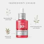 Ingredienti chiave: niacinamide 10%, acido tranexamico 4%, arbutina 2%