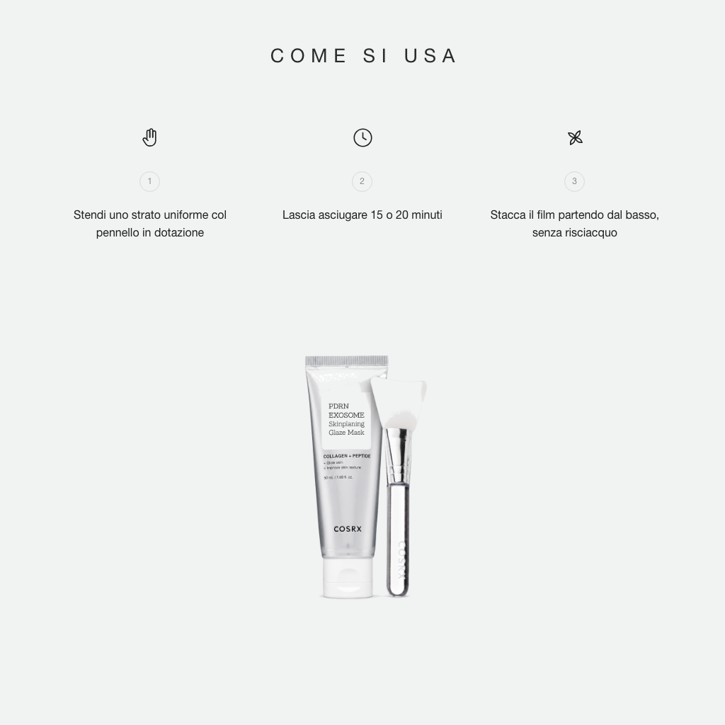 COSRX PDRN Exosome Skinplaning Glaze Mask – Maschera Peel-Off Illuminante 50ml – come si usa