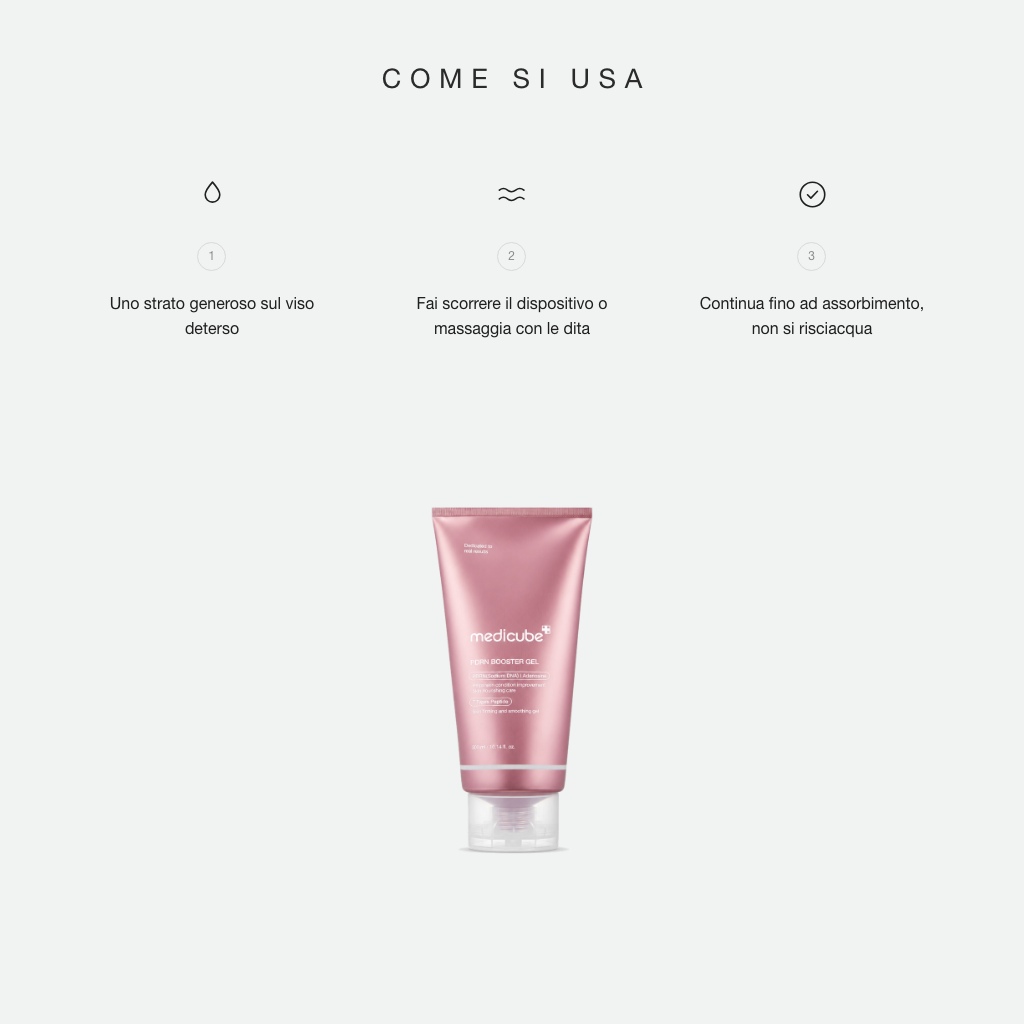 Medicube PDRN Booster Gel – Gel Viso per Massaggio e Dispositivi 300ml – come si usa